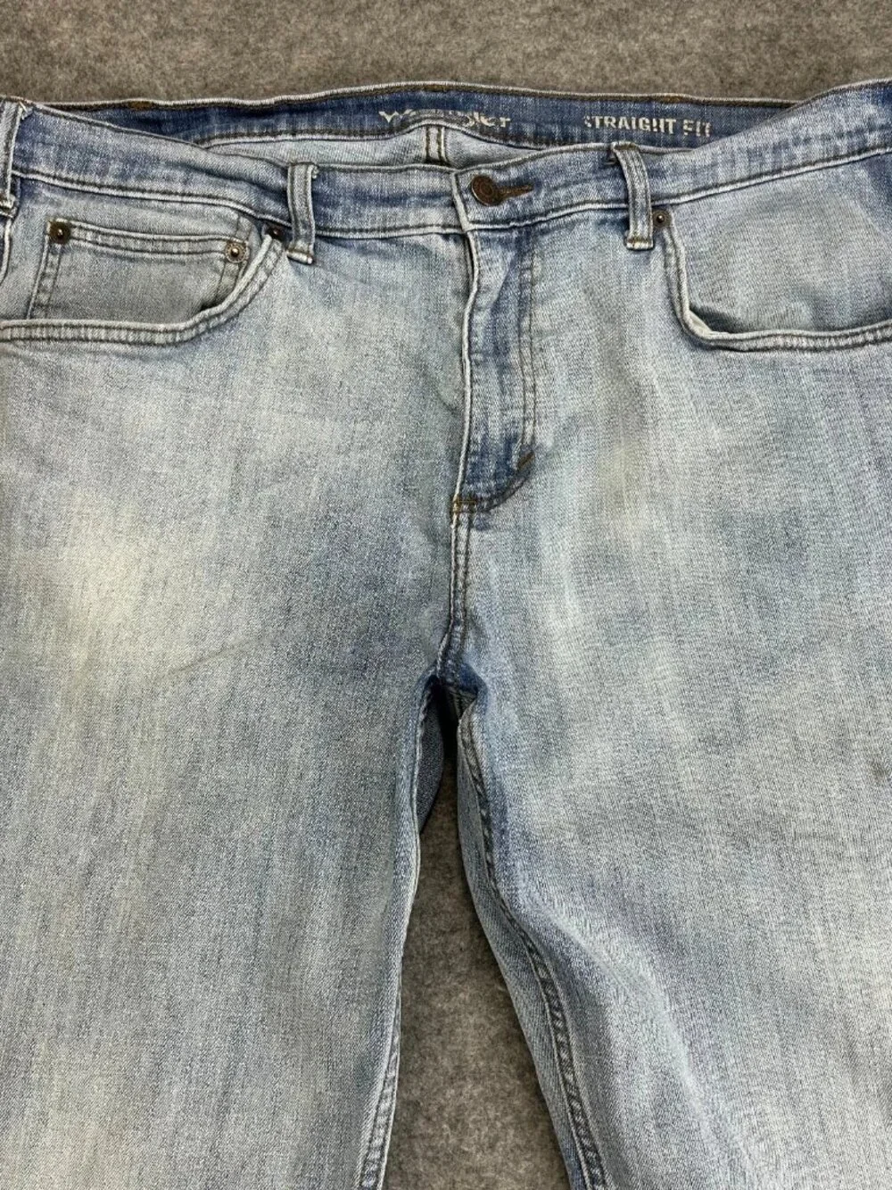 Wrangler Straight Fit Jeans Mens 36x29 Light Blue Denim Stretch Mid Rise Western